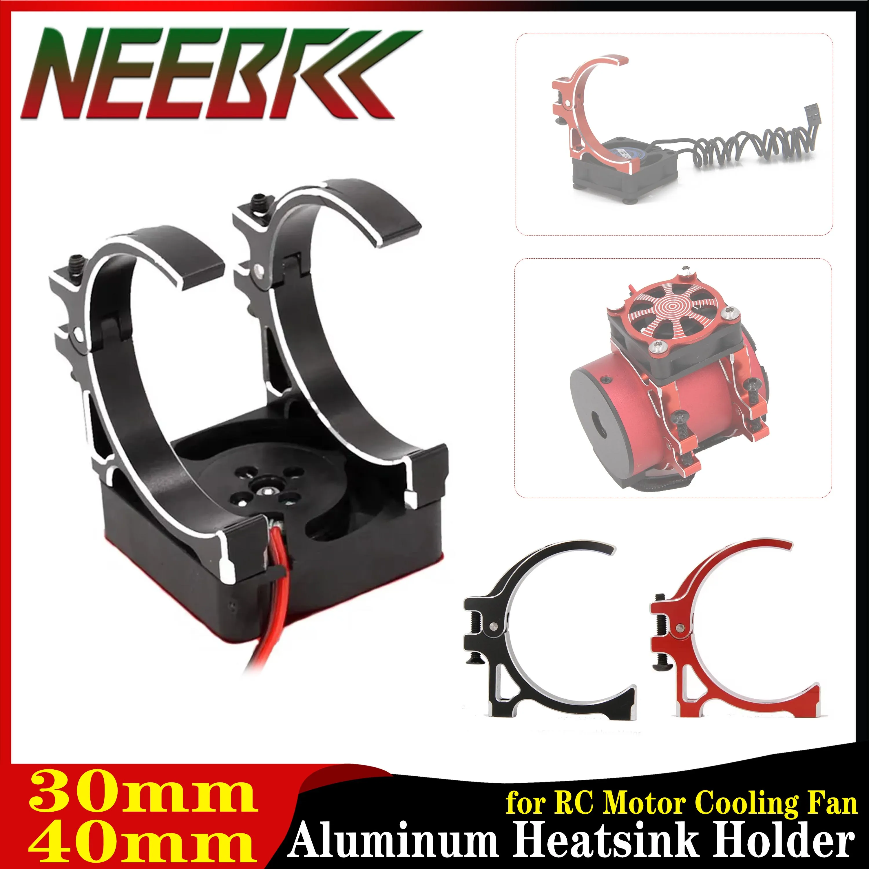 

30/40mm RC Motor Cooling Fan Aluminum Heatsink Holder for 1/10 1/8 RC Car 4068 4082 4092 4074 4274 4268 540 550 Motor ESC Parts
