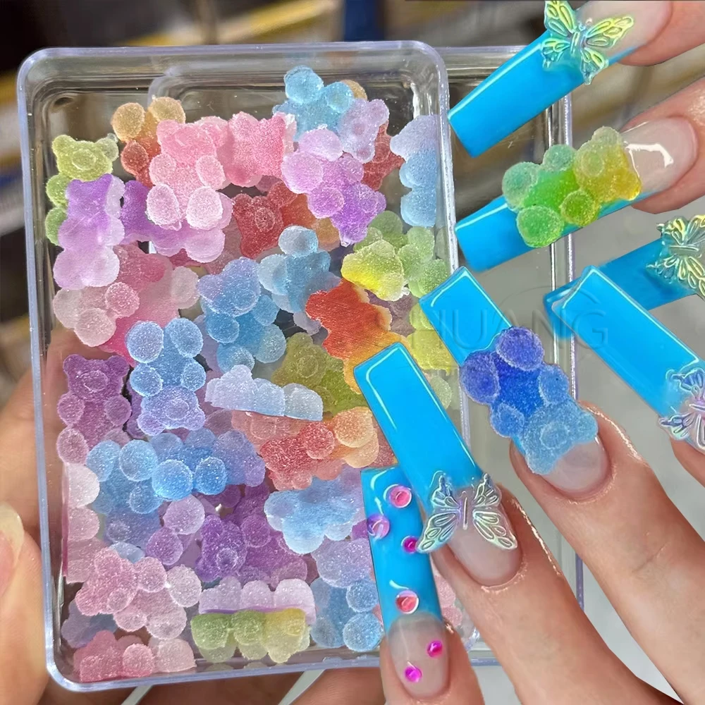 Breloques pour ongles en résine 3D, 50 pièces, ours bonbon, Y2K, dégradé Kawaii, gommeux, ours coloré, ornements pour ongles, épingle à cheveux, artisanat de téléphone, déco