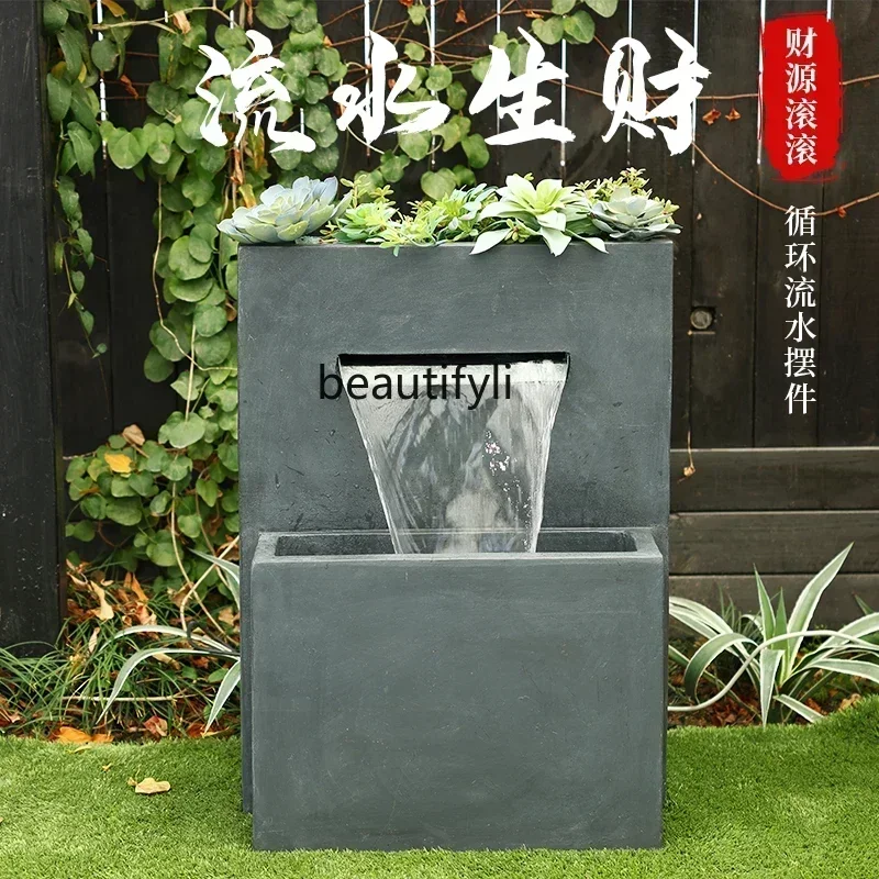 35Flowing water makes moneyornament fountain villa outdoor courtyard garden circulation pool floor-to-ceiling landscape de
