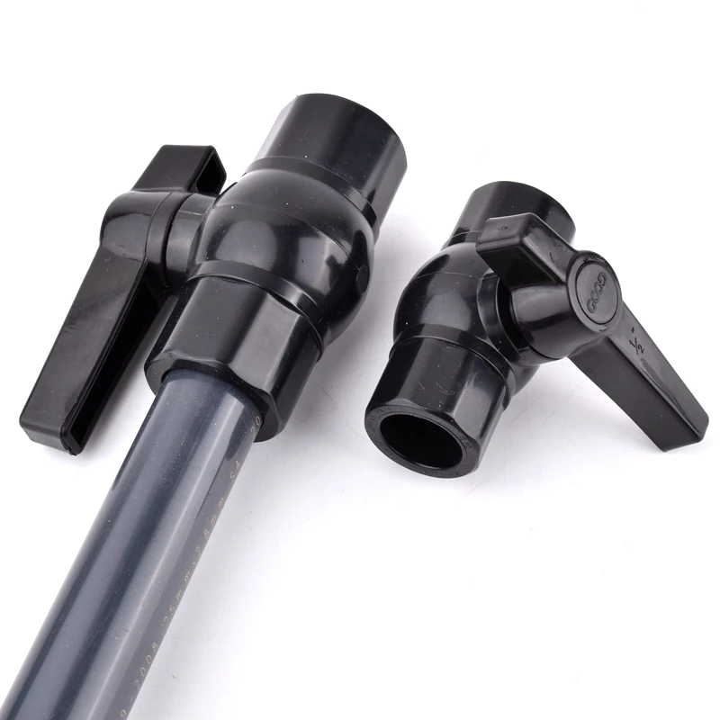 1Pc Black PVC Pipe Ball Valve 20/25/32/40/50mm Garden Irrigation Agriculture Water Supply Aquarium Water Pipe Connector Fittings