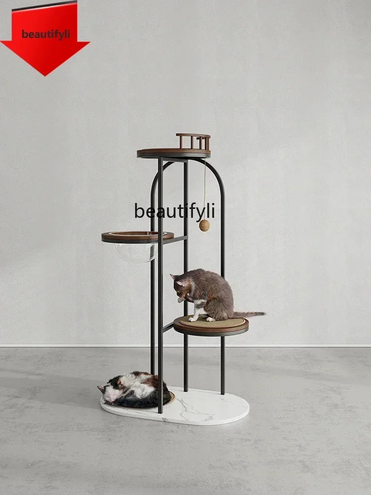 Q181  Compact Space Capsule Style Solid Wood Cat Scratching Post Black Cat Climbing Frame Integrated Cat Bed