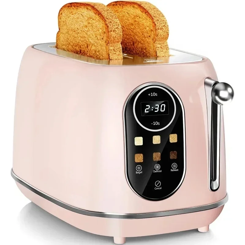 

Touchscreen Toaster Retro Toaster 2 Slice Smart Toaster Extra Wide Slot Features Bagel 6 Shade Settings&Removable