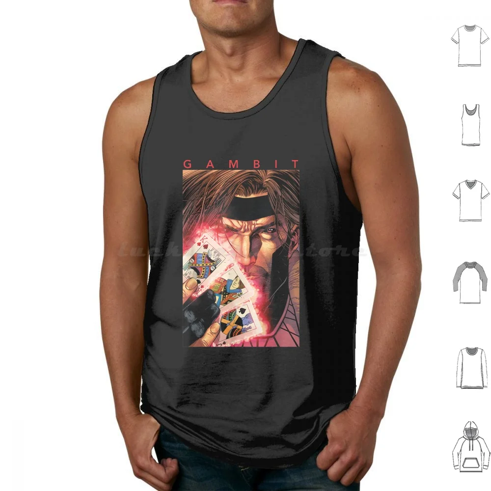 S Men Gambi Glowing Cards Graphic Tank Tops Vest Sleeveless X Men Gambit Glowing Graphic Comic Lover Fans X Men X Men Comic X