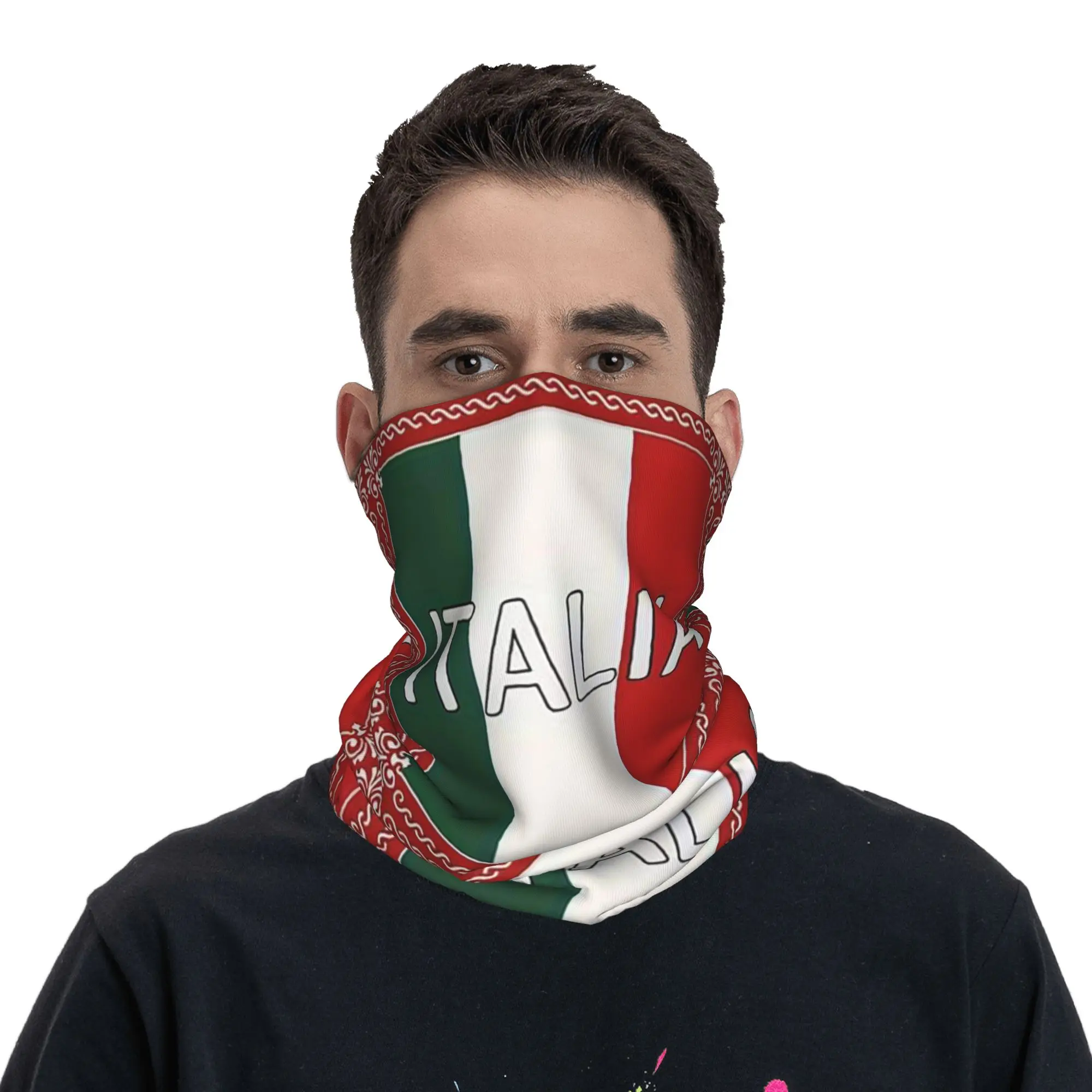 

Бандана с узором итальянского флага, многофункциональный шарф-трансформер для головы и шеи, унисекс, для взрослых, зимний, для езды