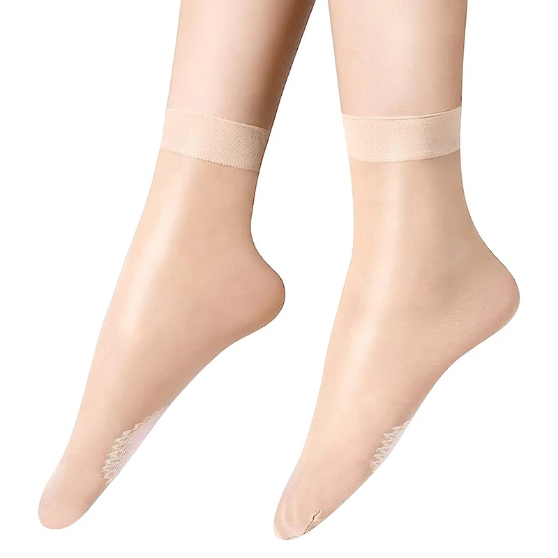 5pcs Women's Silk Socks Summer Elastic Compression Socks Cotton Sole Non-slip Reinforced Toe Ankle Socks Summer Breathable