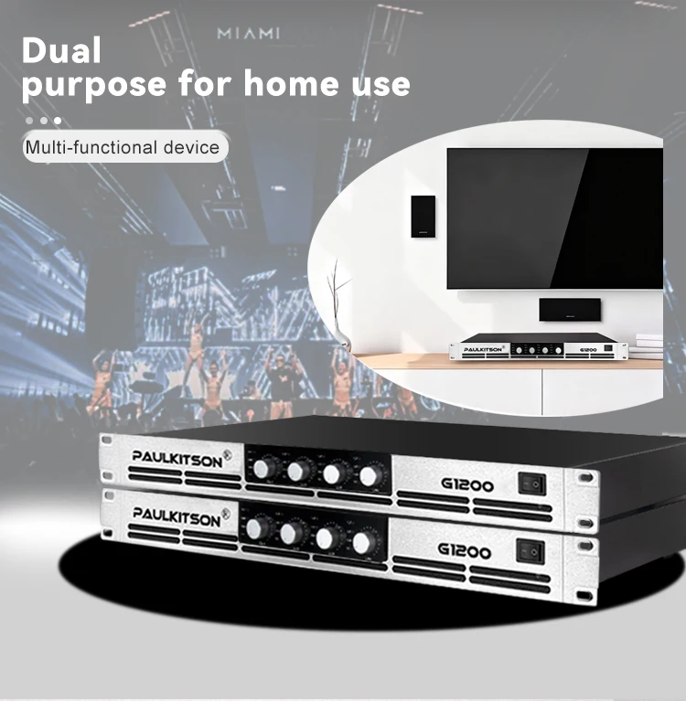 Paulkitson G1200 Professioneller Leistungsverstärker 4-Kanal 1200W×4 Hochleistungs-Audioverstärker für Club, Kirche, Live-Bühnenshows und Veranstaltungen – Detail 5