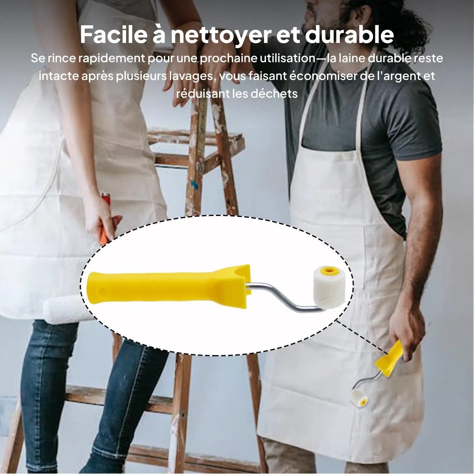 Mini Paint Roller with Handle Fine Hair Roller for Crafts Cabinets Home Painting Wall Tool
