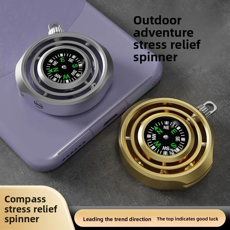 Outdoor Fidget Spinner Compass Palm‑Size Rotating Stress Relief Spinner Portable Multifunctional Navigation Tool