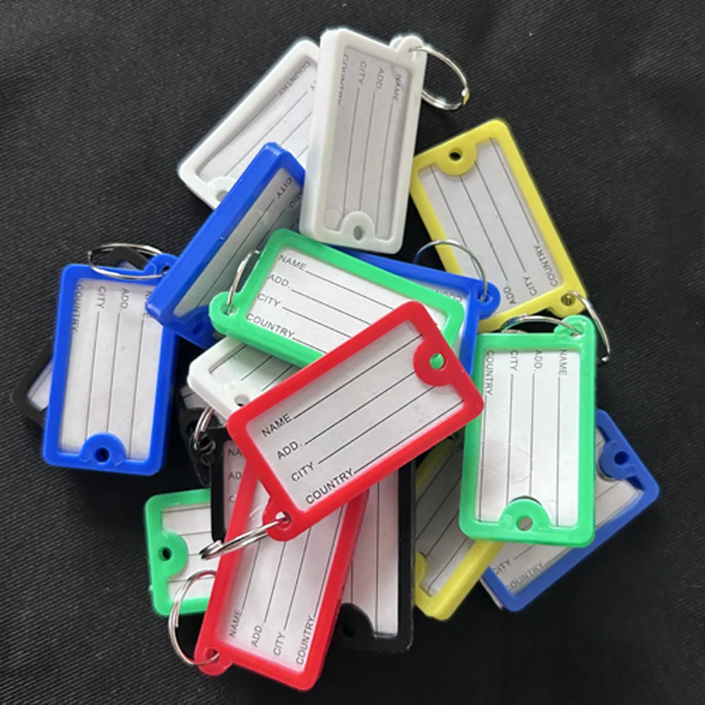 50pcs Plastic Key Tags Waterproof Marking Car Keychain Random Color Convenient Classification Keychain Number Key Tag