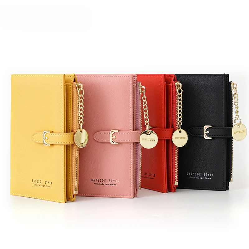 Female Wallets Card Holder Cartera Mujer Women's Wallet Clutch Trendy Simple Short Zipper Purse Chain Belt Buckle