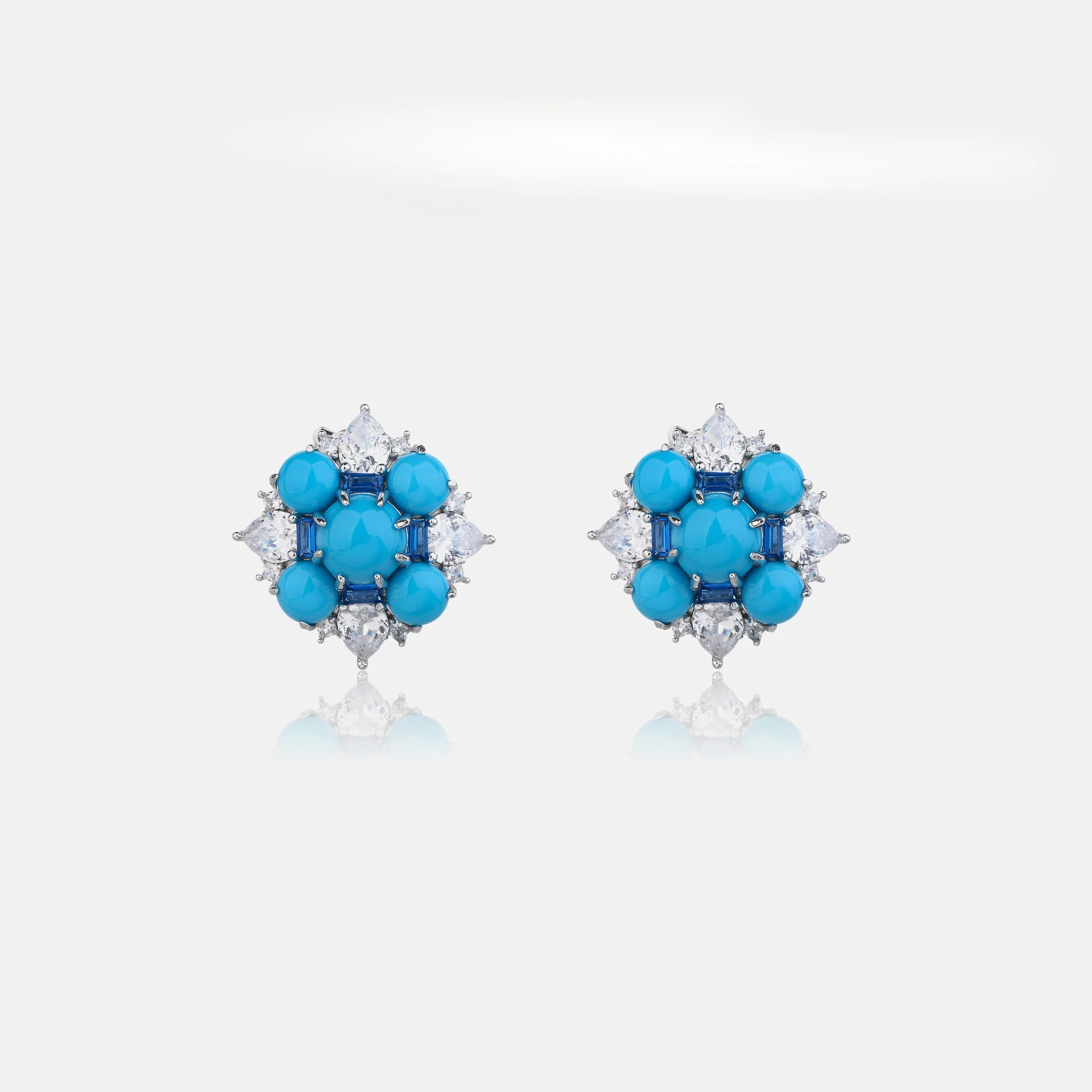 S925 Silver Gold Plated Earrings High Carbon Diamond Hairui Home High Pearl Blue Turquoise Earrings Wedding Jewelry New