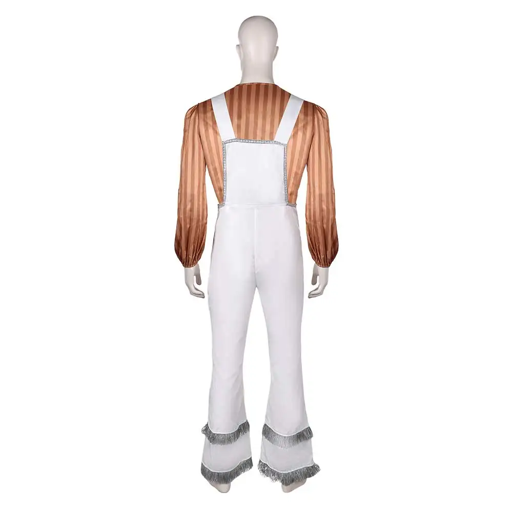 Fantasy Bjorn Ulvaeus Cosplay ABBA Costume 70s 80s Costume Shirt Pants Overall for Adult Men Halloween Carnival Party Suit