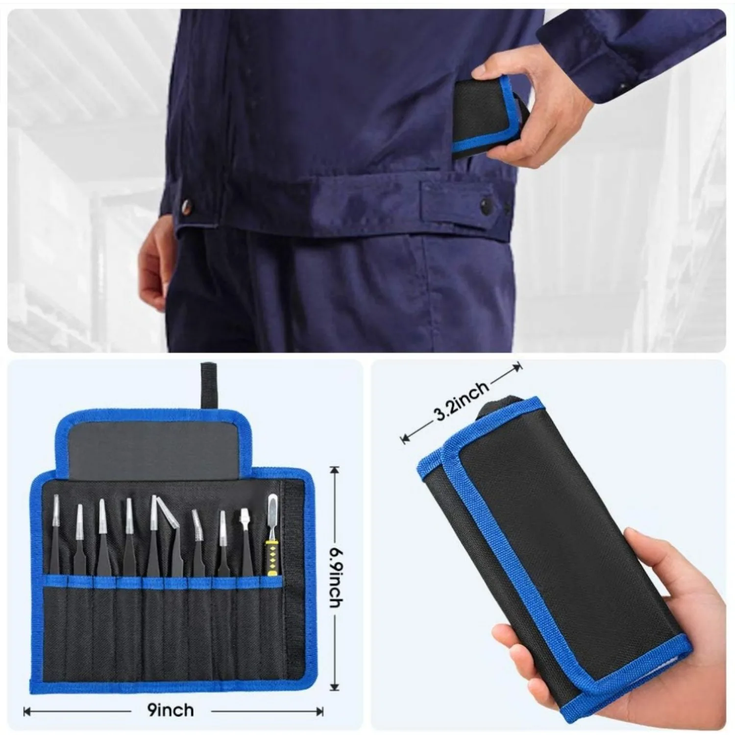 10/9Pcs Tweezers Set Stainless Steel Anti-Static Precision Tweezers for Electronic Mobile Phone Repair Tools Hand Tools