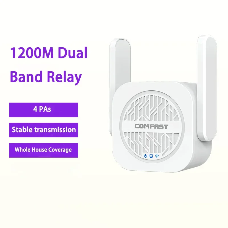 WiFi Repeater 2.4G&5G High Speed Wireless Extender with 2*5dBi Antennas 4*PA WiFi Range Amplifier Gigabit Port Router/AP