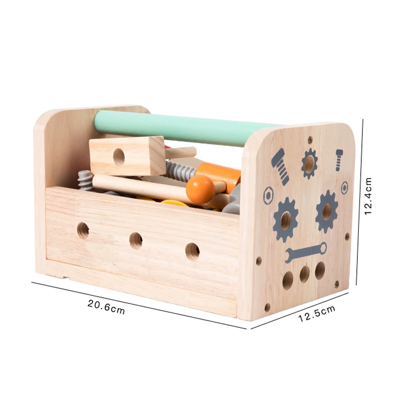 Set di attrezzi in legno per giocattoli per bambini Giocattoli Montessori Banco da lavoro Giocattoli da costruzione Giocattoli educativi per regali di compleanno di Natale per ragazzi