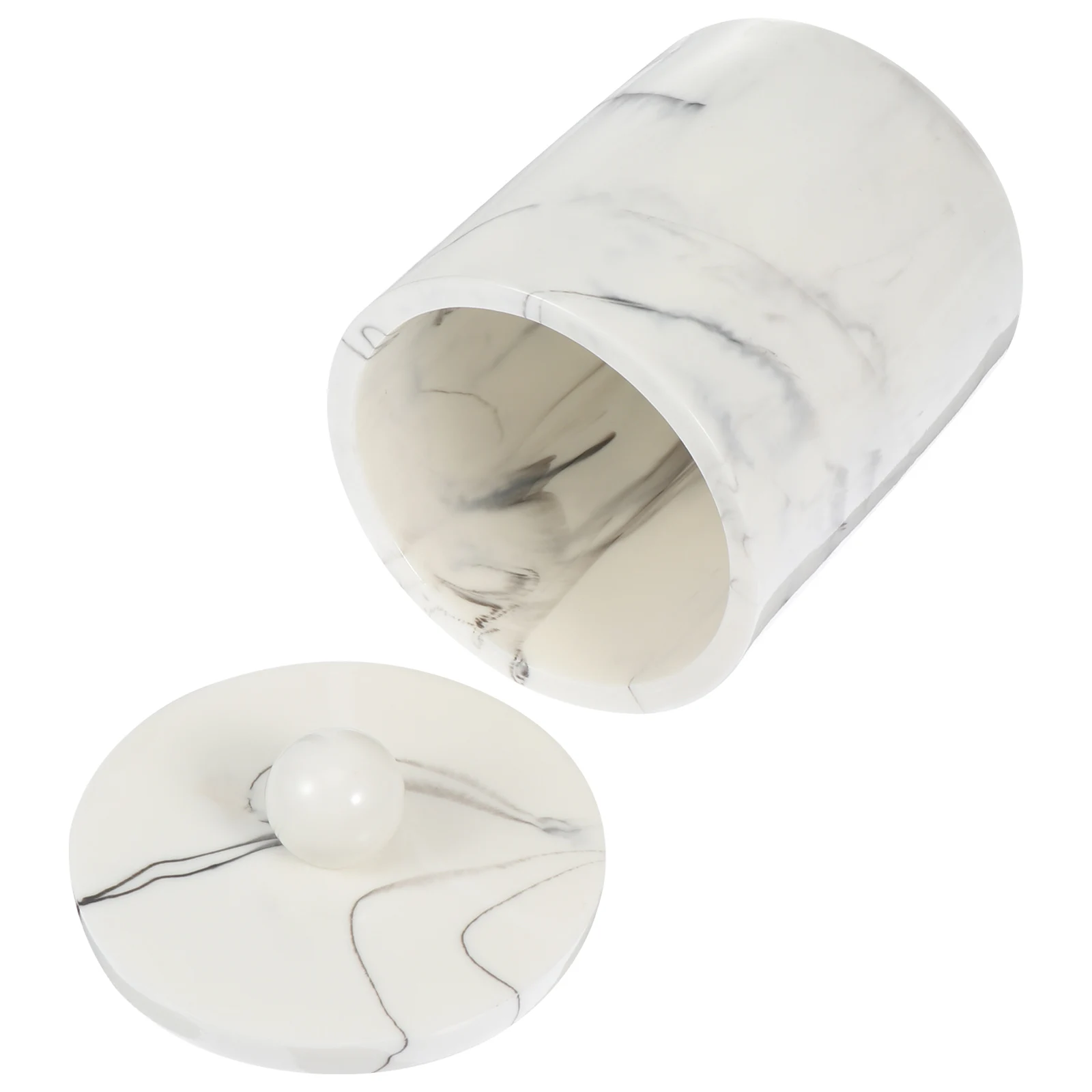 

1pc Marble Pattern Cotton Swab Toothpick Storage Box Resin White Dust Bathroom Organizer Accessories Pad Holder