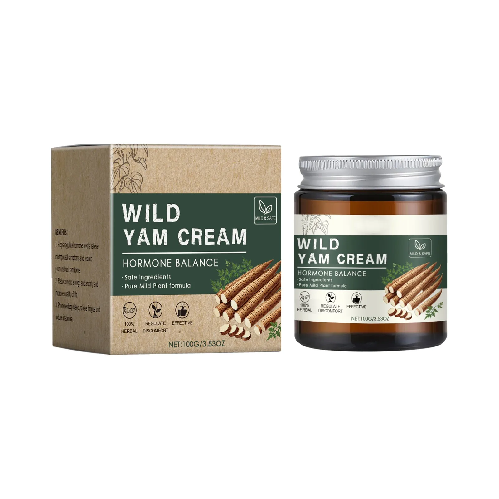 Organic Wild Yam Cream, Enriched Wild Yam Cream For Hormone Balance, Menopause Relief & Menstrual Discomfort.