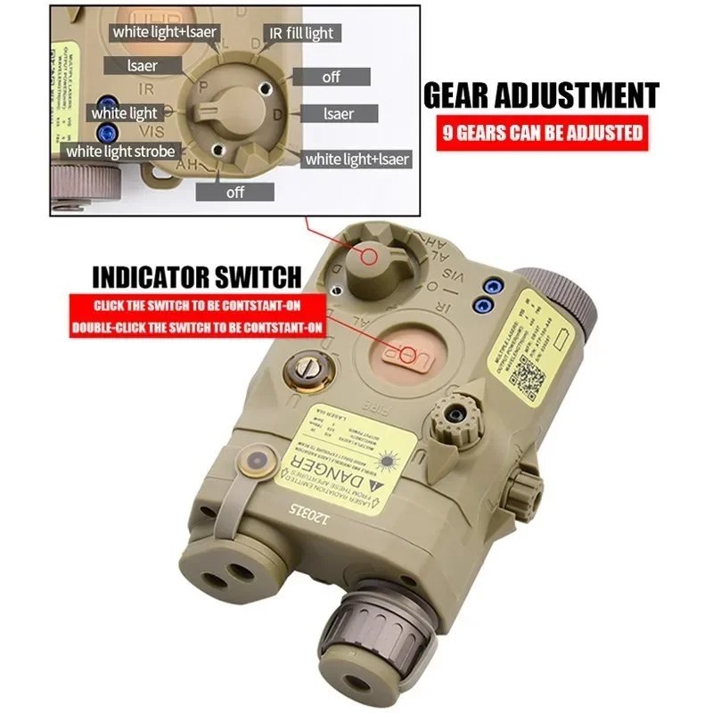 WADSN Tactical PEQ 15 IR Fill Light Red/Green/Blue Laser 300A 600C Hunting Flashlight AXON Switch Airsoft CS Gear Accessories