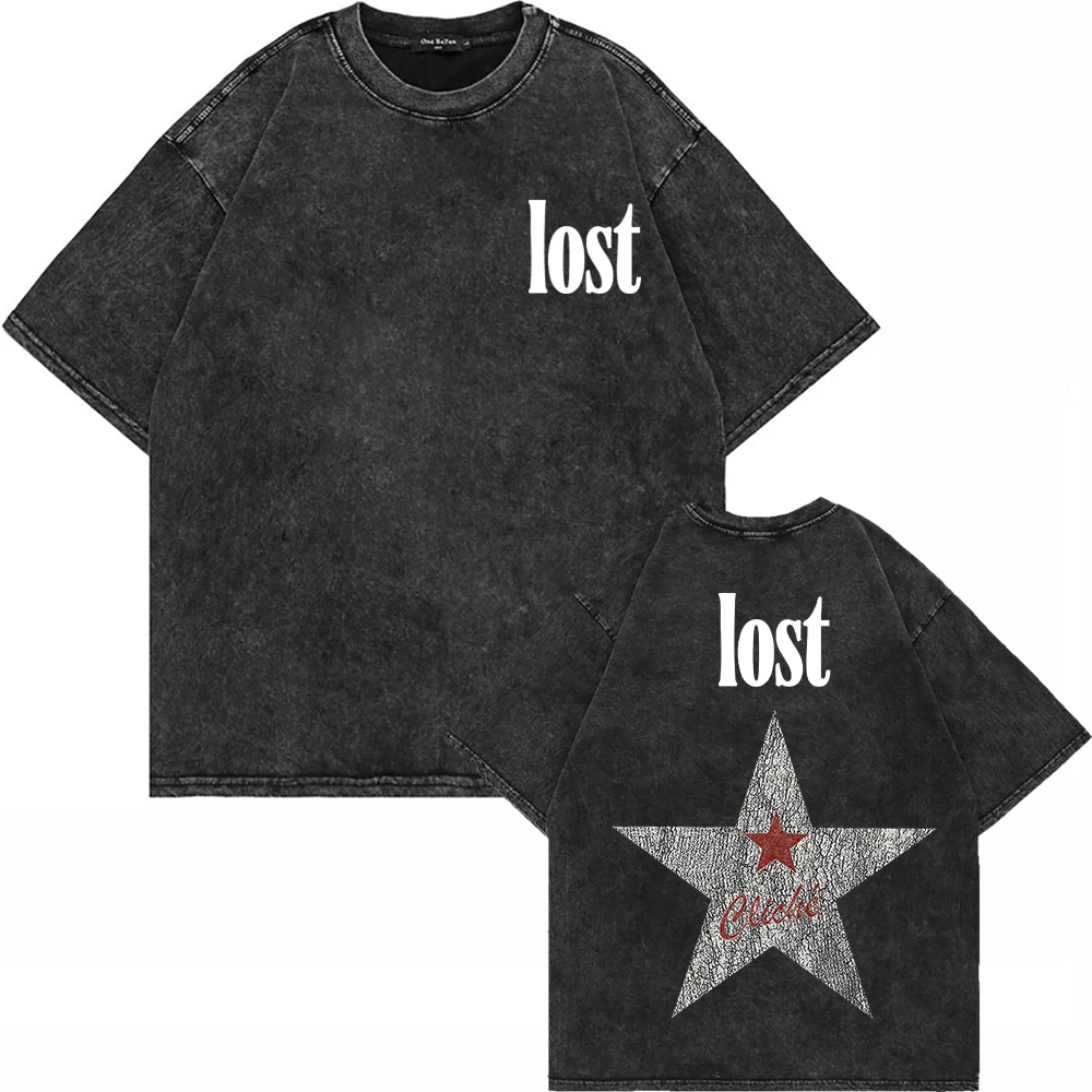 

Loose Trendy Brand FivePointed Star Design Pure Cotton Short-Sleeved Mens TShirt
