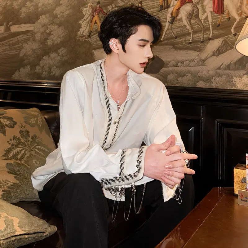 

Ретро Long Sve irt Мужские Женские Свободные Манжеты Embellied Молодежные Sle Four Seasons Подставка из полиэфирного волокна