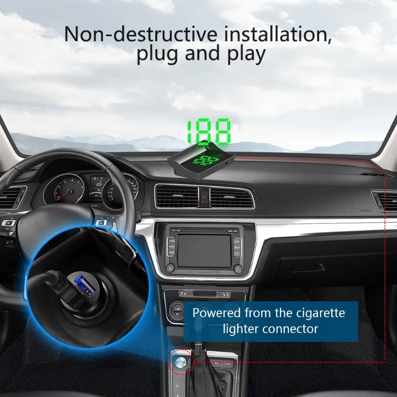 Digital Global Positioning System Speedometer GM Head Up Display W1 with Speed mph Overspeed Alarm high definition LCD