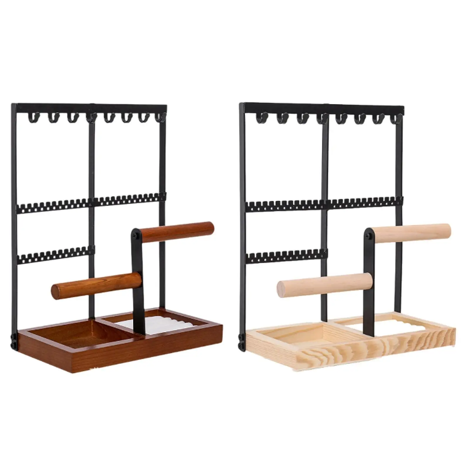 

Jewelry Organizer Holder with Ring Tray Jewelry Storage Display Rack with Wooden