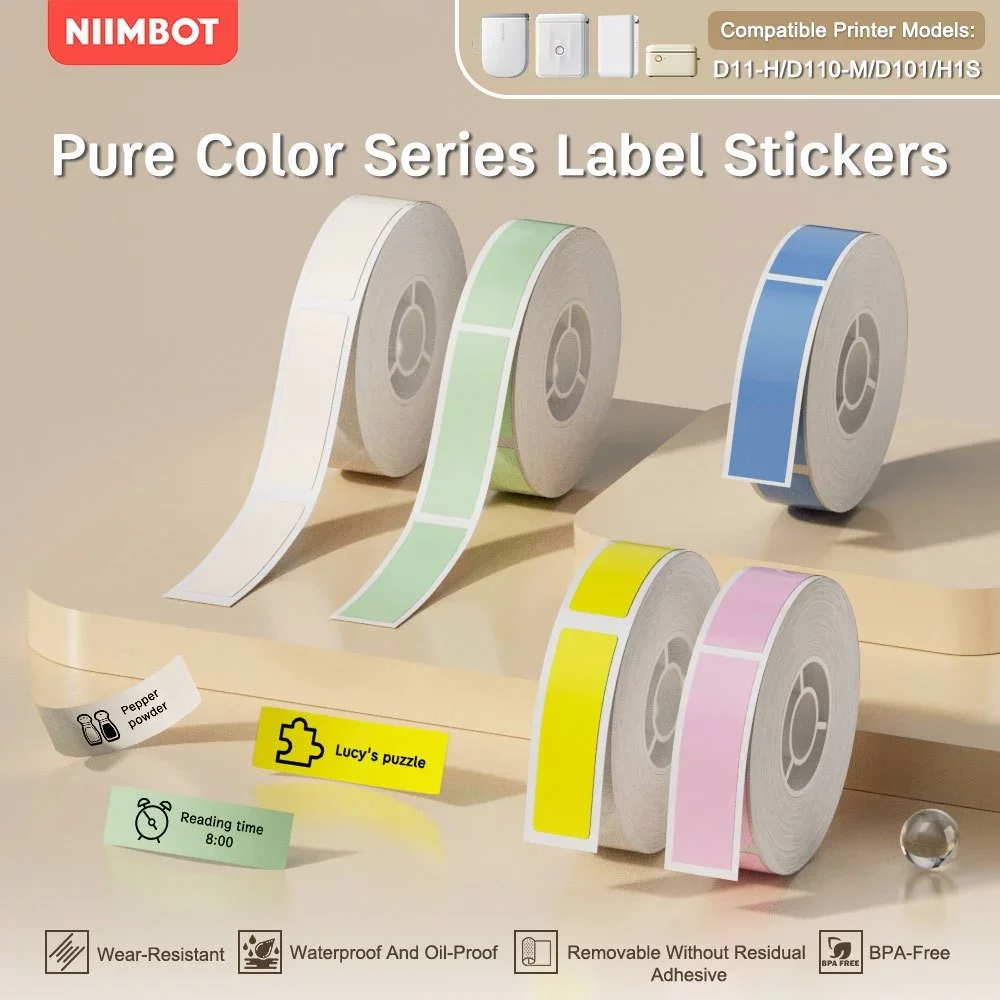 

NiimBot D11 White/color/transparent Label Printing Paper Name Sticker Waterproof Self-adhesive Cartoon Label Paper