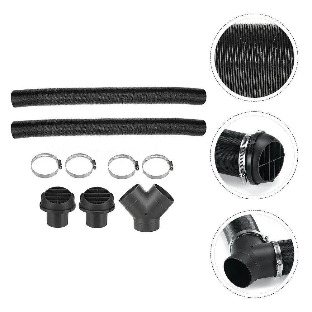

1Set Car Heater Air Duct Pipe Replacement Expandable 50-100Cm with Y-Type Joint 2 Auxiliary Exhaust Vents Metal Clamp Large Flow