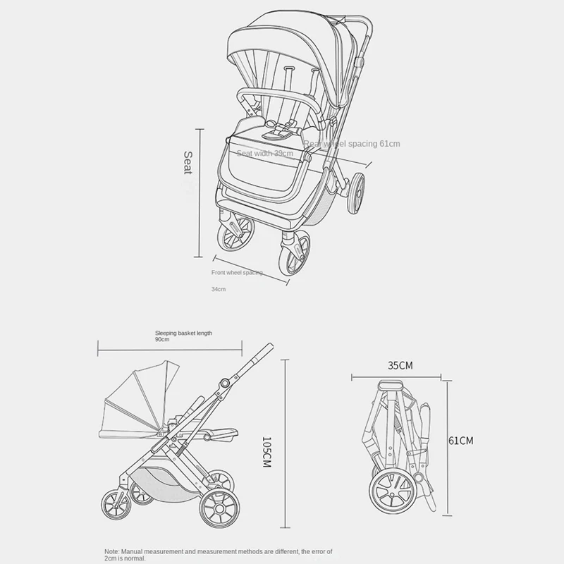 Baby carrige can sit or lie down Lightweight Folding Newborn Baby High Landscape Stroller Two-way Push Anti Vibration Wheels - Image 6