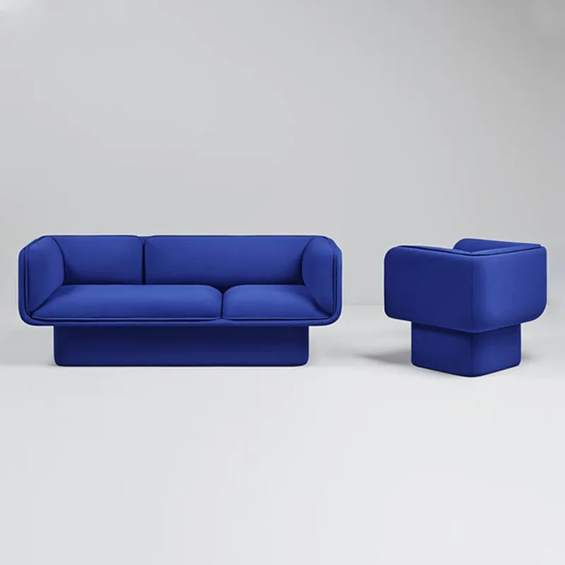 Nordic Internet celebrity clothing store living room single simple modern, exhibition three Klein blue sofa