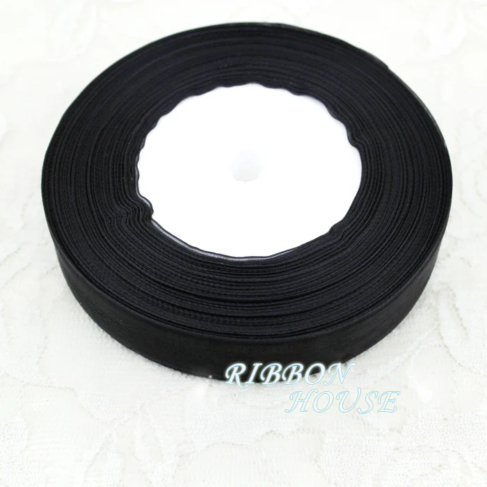 (50 yards/roll) 1\'\'(25mm) black organza ribbons gift wrapping decoration ribbons Wholesale