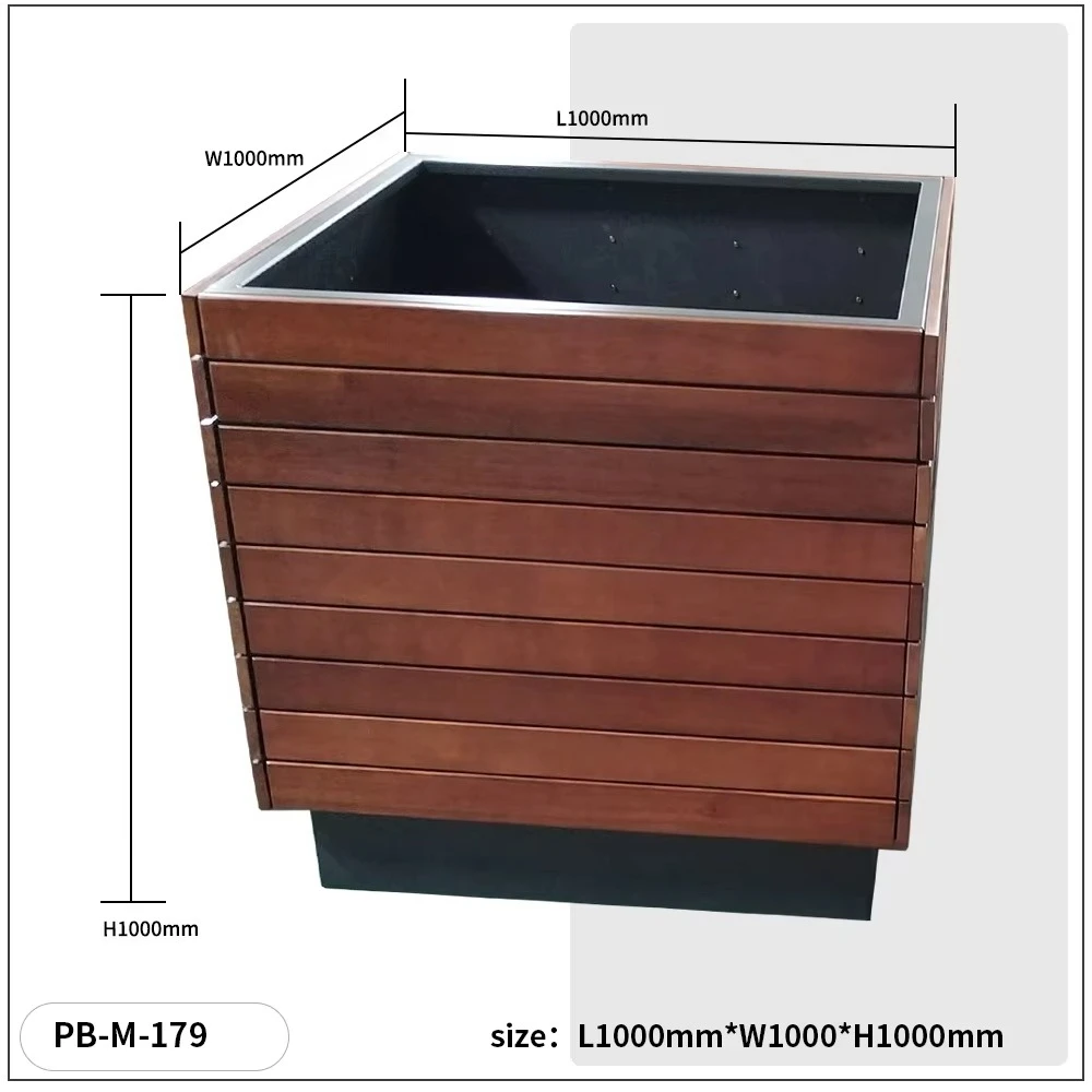 Large Square Garden Plant Containers with Wheels Giant Steel Wooden Supplies for Home Outdoor Flower Boxes Planters