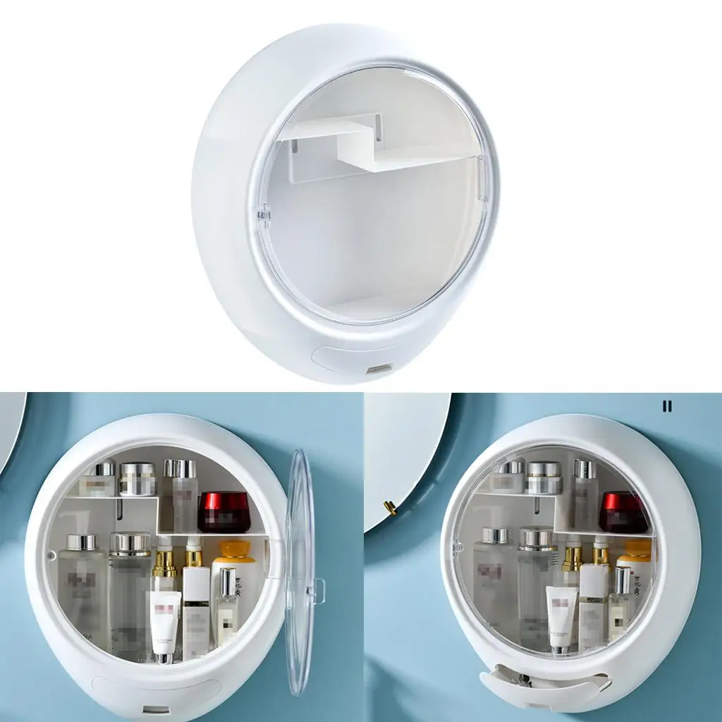 Wall Mounted Makeup Cosmetic Storage Box Cabinets Organizer NO DRILLING