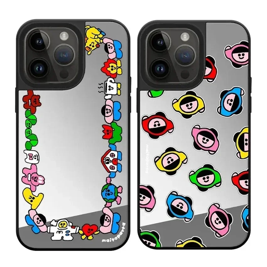 Cute Kids Mirror Black Border iPhone 11 12 13 14 15 Pro Max Case - Protective iPhone Case