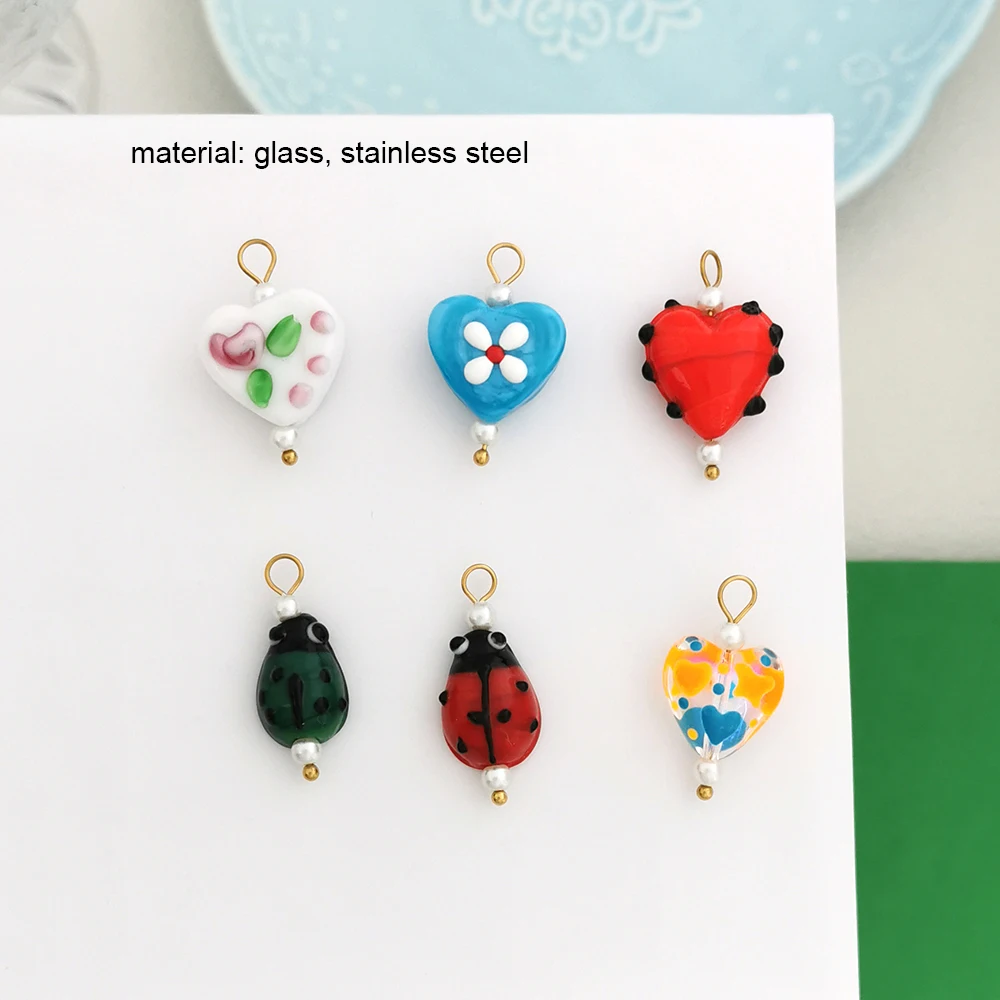 1 Piece Stainless Steel Pendant Charm Heart Rose Shell Star Sun Butterfly Bow Flower Red Gold Color Custom Necklace Wholesale