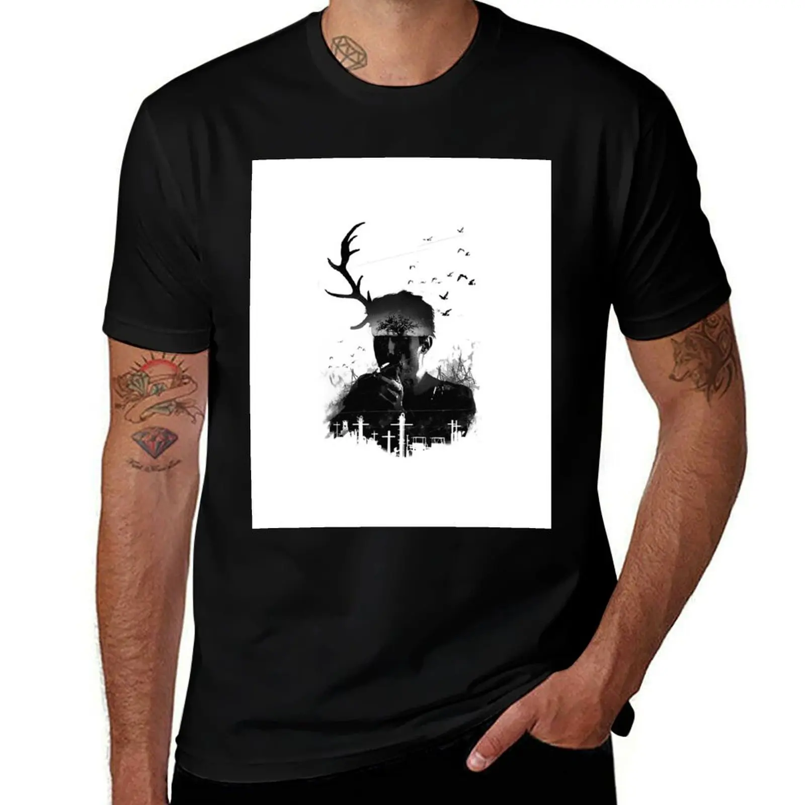 تي شيرت Rust Cohle - True Detective تي شيرت قطني تي شيرت رجالي 100% تي شيرت للرجال جرافيك عتيق تي شيرت رجالي تي شيرت