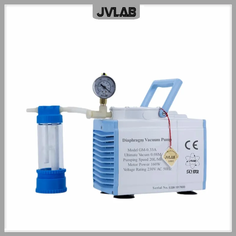 Oilless Diaphragm Vacuum Pump Oil-free Laboratory Vacuum Pump 20L/min Negative Pressure GM-0.33A 160W 220V AC 50HZ