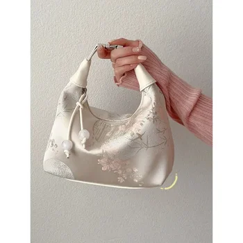 Chinese Stijl Geborduurde Handtas Vrouwelijke Nieuw Ontwerp Antiek Gecombineerd Met Cheongsam Handtas Portemonnees Zoete Schouder Crossbody Tas