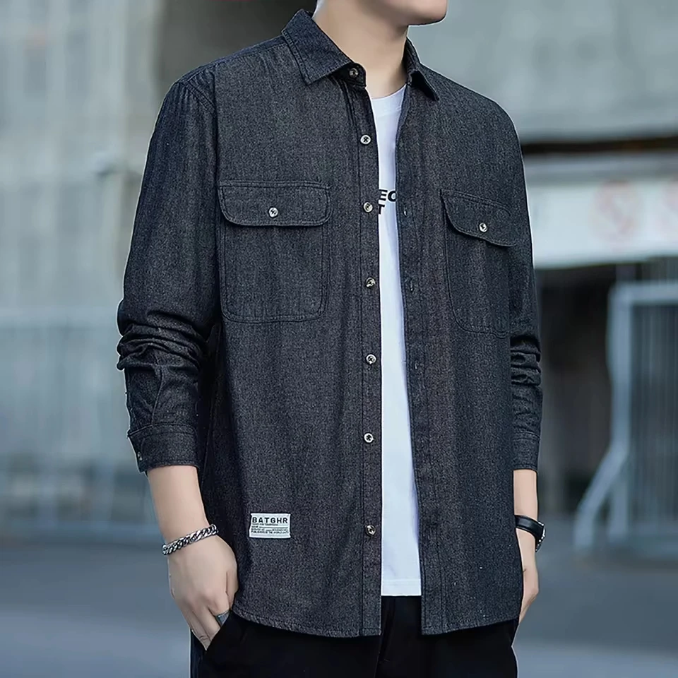 

Men Shirt Vintage Denim Men 2024 New Spring And Fall Loose Casual Big Yards Single Breasted Casual Handsome Men's Shirts