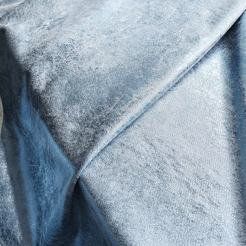 

Blue Bright Suede Fabric Autumn Winter Soft Leather Jacket Skirt Clothing Designer Fabrics Cloth for Diy Sewing Material