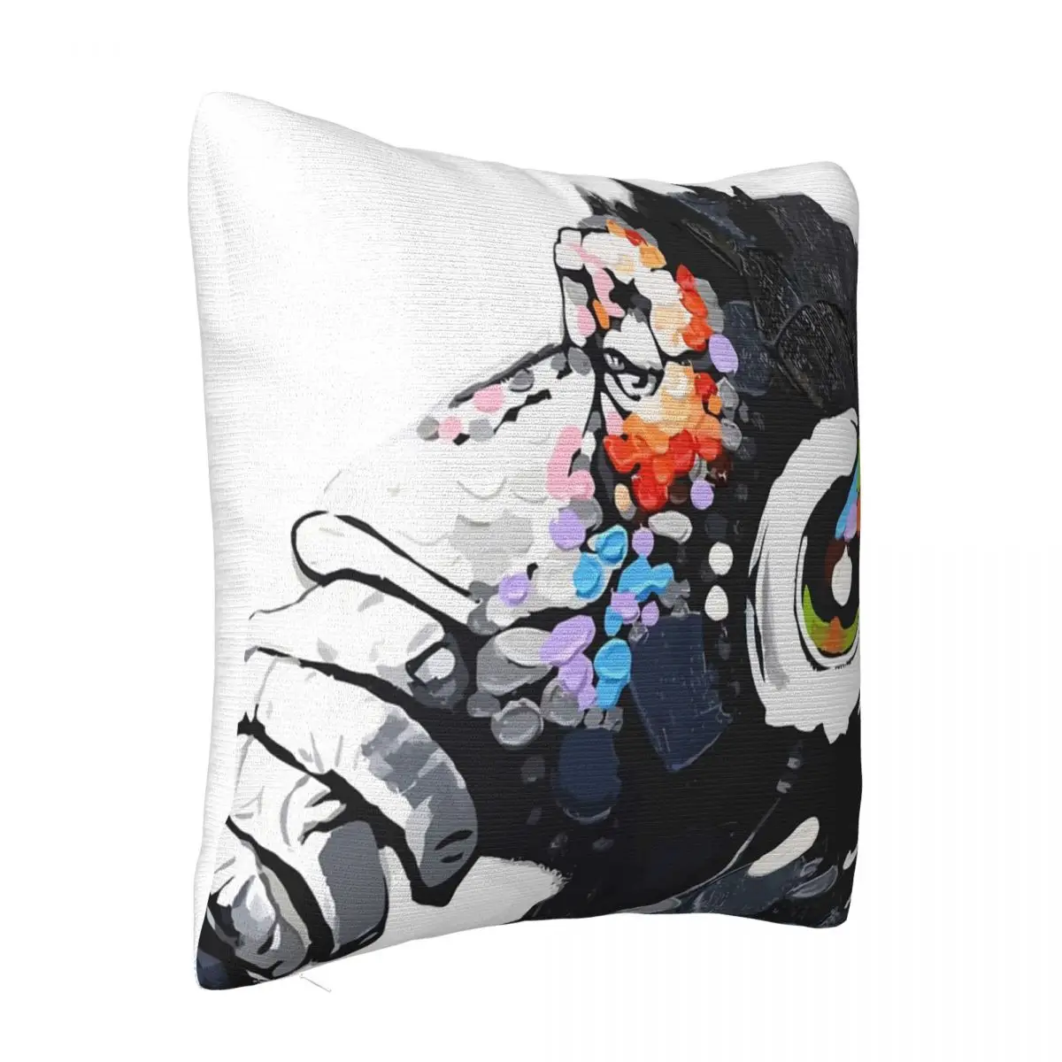 Banksy Dj Monkey Thinker With Headphones 2 Pillow Pillowcase 40X40 Decorative Pillowcase Pillow Case Pillow Cover