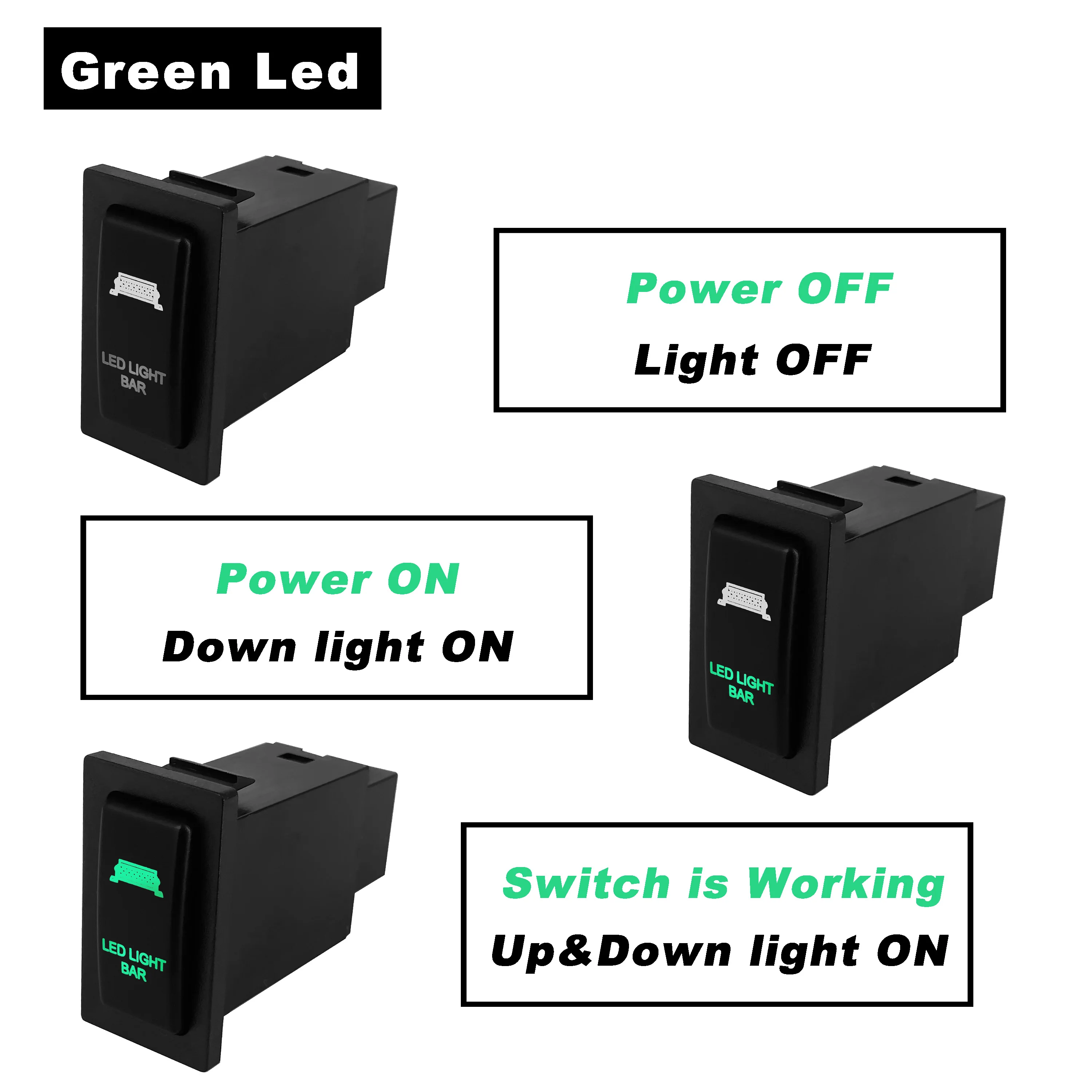 12V Dual Green Led LED LIGHT BAR Push Button Switch for Car TOYOTA Prado 90 95 LandCruiser Buttons Accessories Replacement Parts view 3