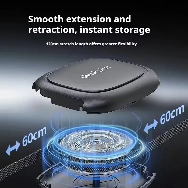 ThinkPlus Qlex Retractable Cable 240W PD3.2 Super Fast Charging 1.2M Braided Mobile Phone Cable for Tablets and Laptops Original