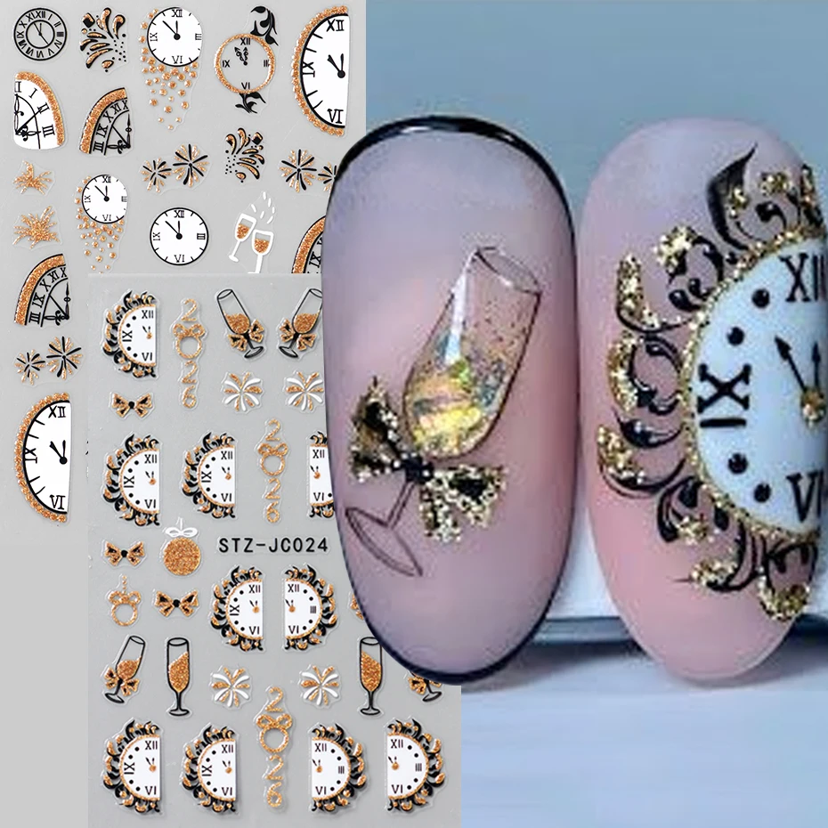 Nail Art Old Money - 2 قطعة ثلاثية الأبعاد السنة الجديدة
