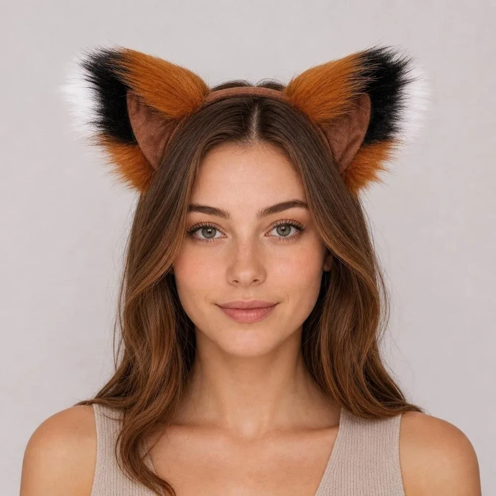 Multicolor Faux Fur Cat Ears Fluffy Realistic Texture Lightweight Cosplay Ears Hair Hoop Flexible Japanese Style Animal Headband