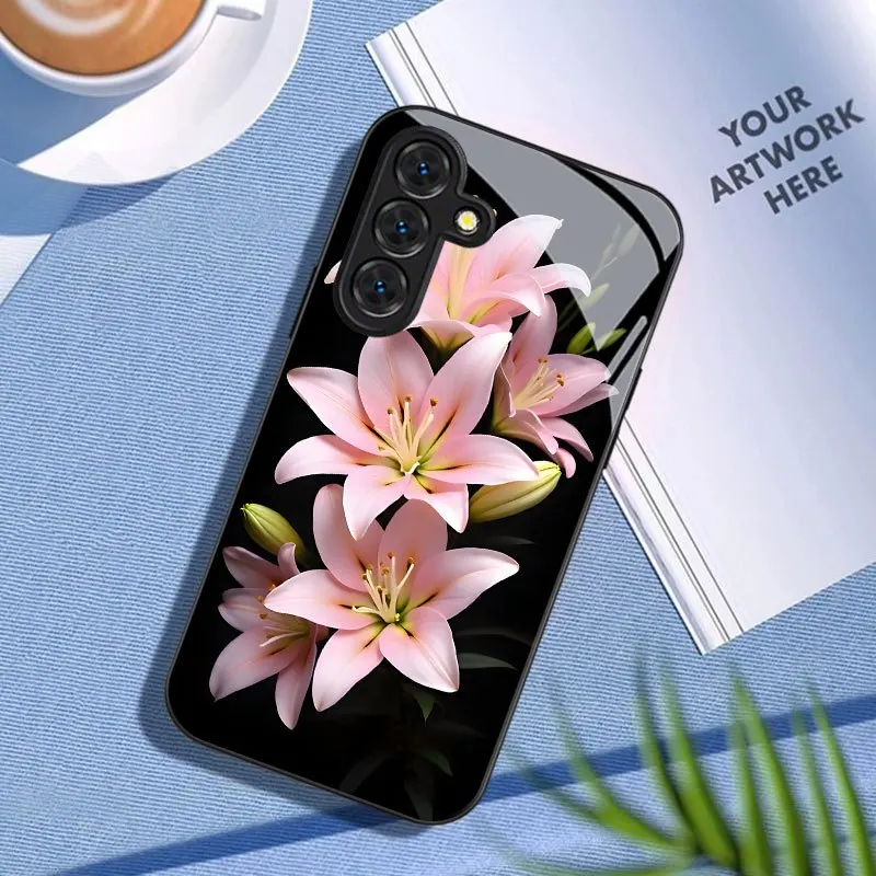 Pink lily flower elegant printed pattern phone case. Suitable for Samsung for Galaxy A04s/A05s/A06/A07/A10/A11/A12/A13/A14/A15