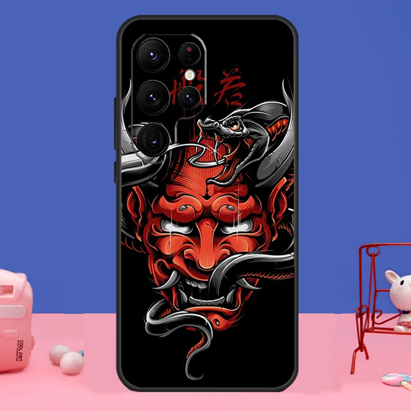 Japanese Hannya Mask Case For Samsung Galaxy S23 S22 S24 Ultra S8 S9 S10 Plus Note 10 20 Ultra S20 S21 FE Cover