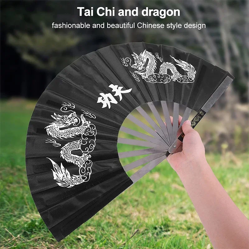 Stainless Steel Folding Tai Chi Martial Arts Fan Chinese Fan Sound Fitness Dance Practice Classic Kung Fu Performance Props