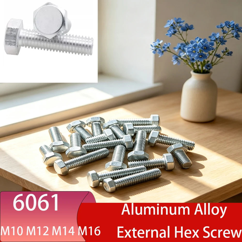 6061 Aluminum Alloy External Hex Screw M10 M12 M14M16 Outer Hexagon Head Bolt Corrosion Resistant Industrial Hardware Accessorie