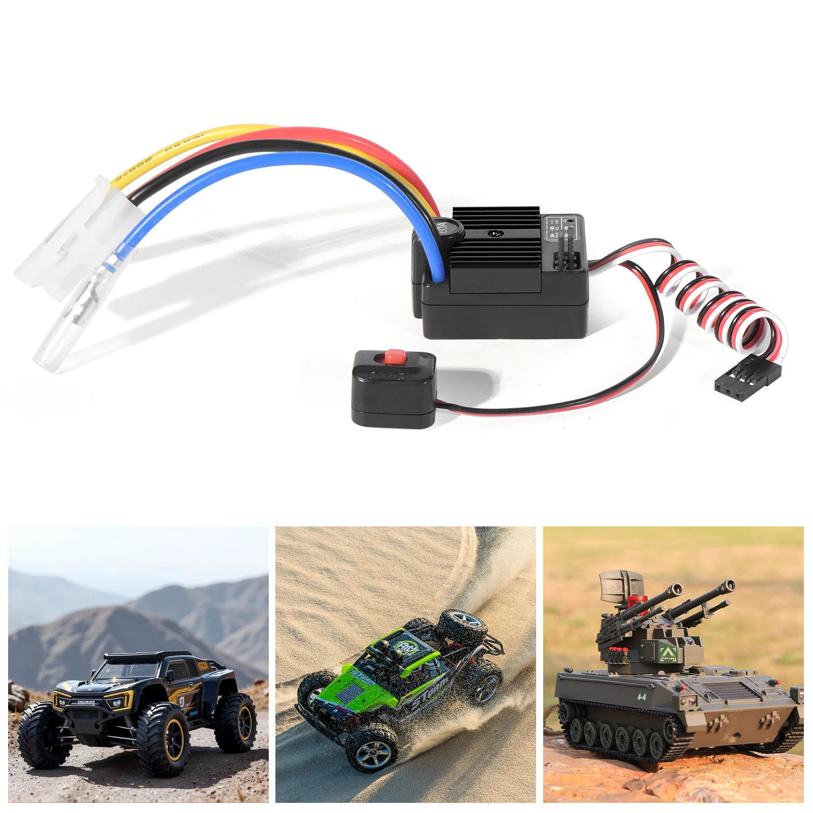 ZuruKin HG1060-60A-BT 60A Brushed ESC T-Plug Black For 1/10 RC Car Truck Buggy Crawler Tank 2-3S LiPo With 5.35V/3A BEC